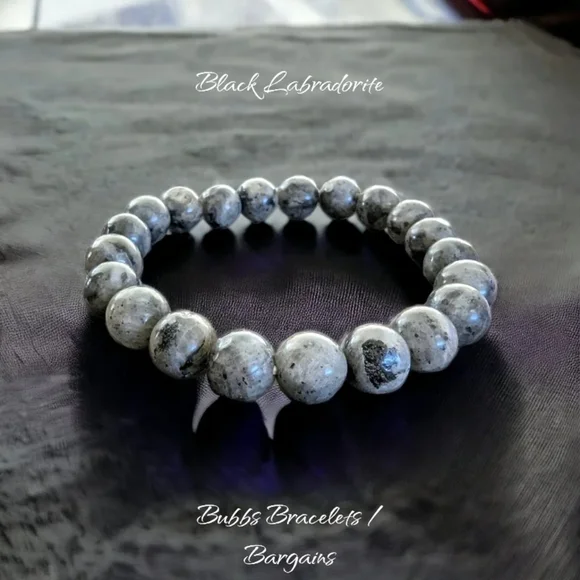 Larvikite Bracelet 10mm Natural Stones Stretch Crystals Unisex - Picture 3 of 4